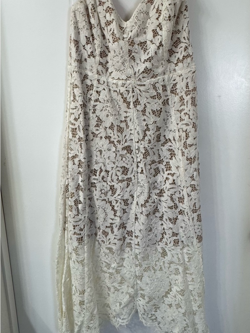 Lulu's White Lace Slip Dress with Tan Lining